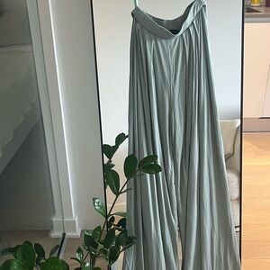 Flowy Light Green Wide-Leg Pants